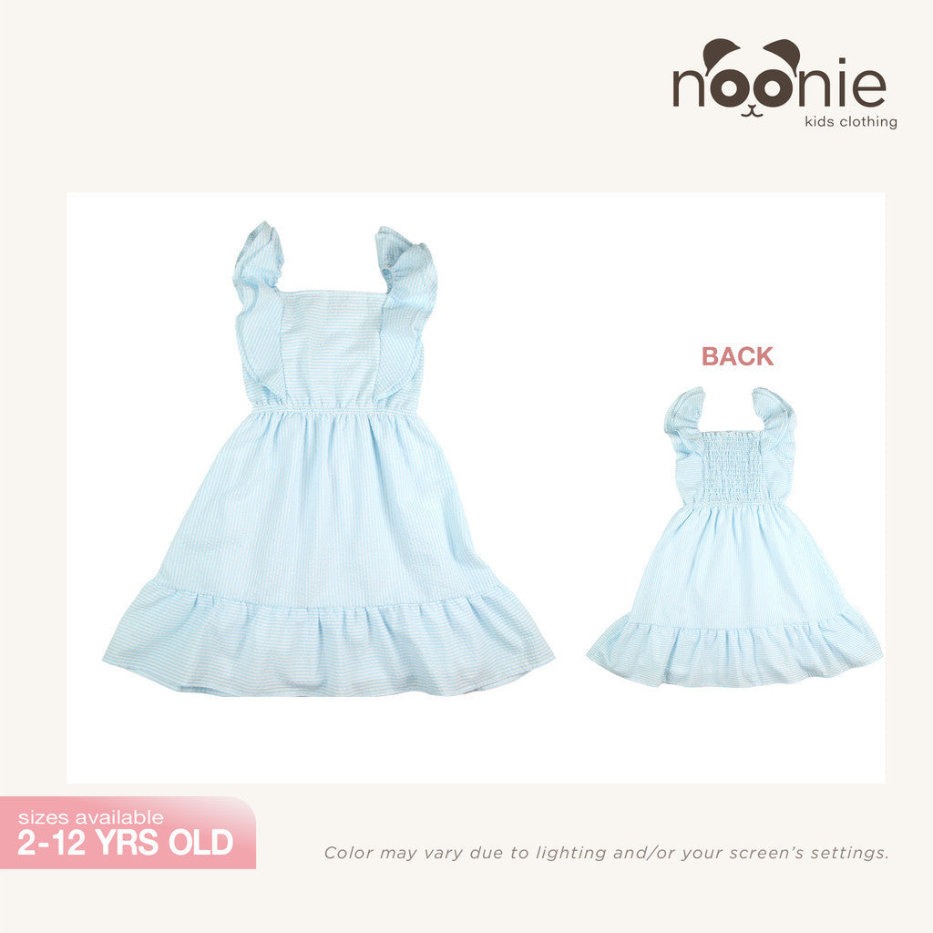 Noonie - Girls Dress (2-12Y) - Cotton Ruffled Dress - Seersucker - Kids Outfit for Girls