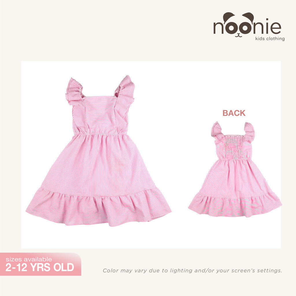 Noonie - Girls Dress (2-12Y) - Cotton Ruffled Dress - Seersucker - Kids Outfit for Girls