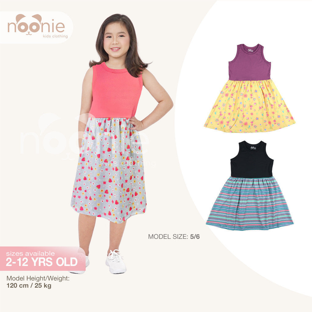 Noonie - Girls Combo Dress (2-12Y) - Kids Outfit for Girls - Sleeveless Colorful Party Stretchable