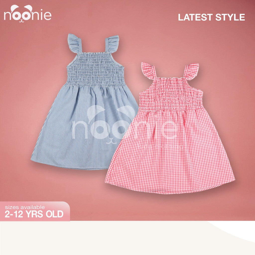 Noonie - Girls Dress (2-12Y) - Cotton Smocked Dress- Seersucker - Kids Outfit for Girls