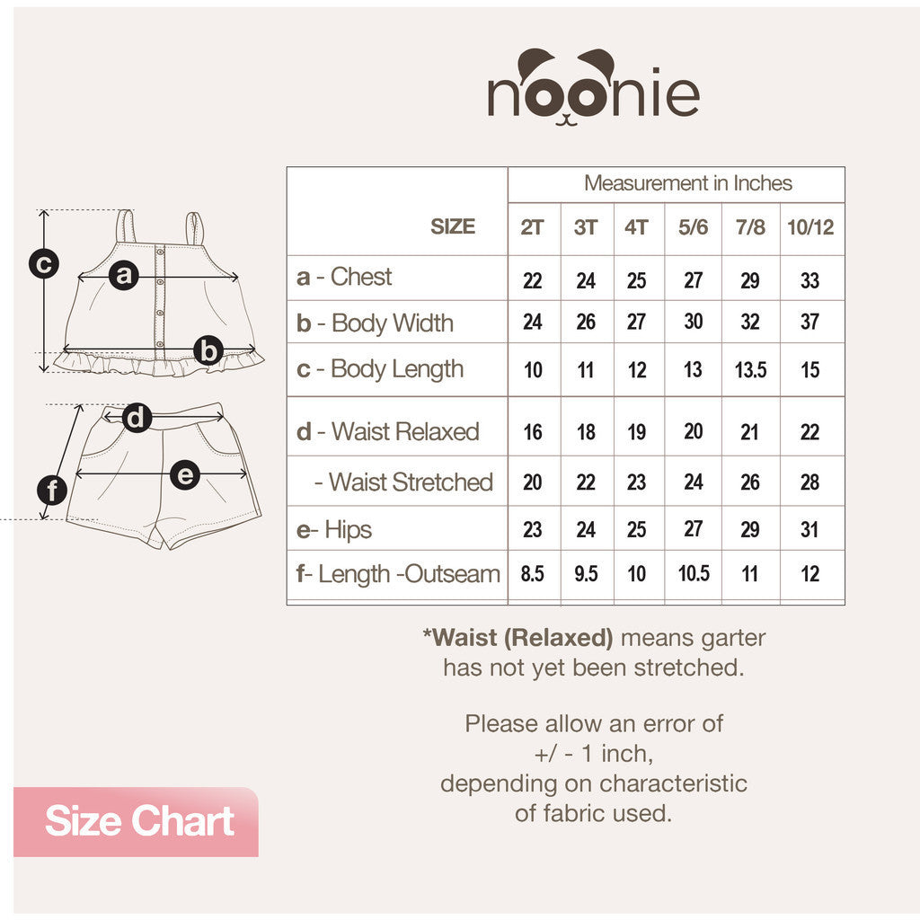 Noonie - Girls Set (2-12Y) - Cotton Seersucker Crop Top Shorts Set - Terno Outfit for Kids Girl