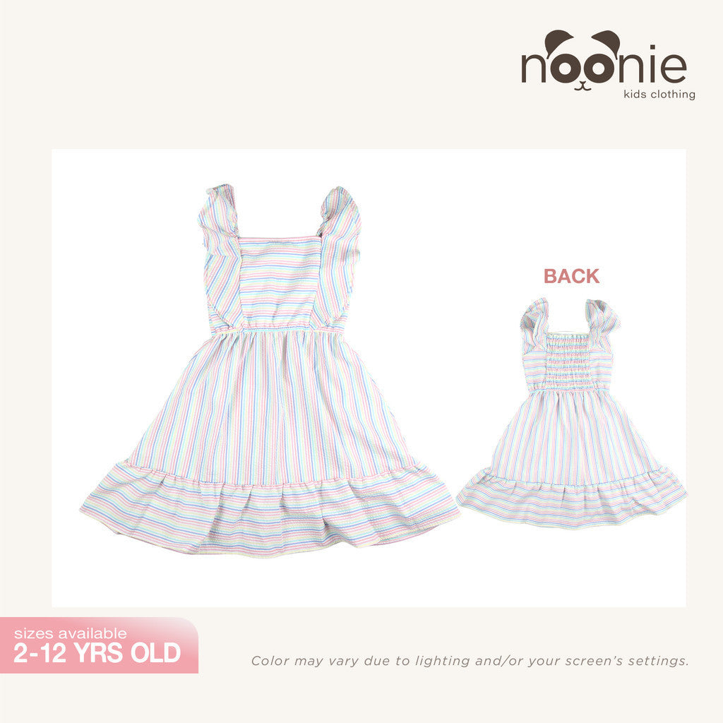 Noonie - Girls Dress (2-12Y) - Cotton Ruffled Dress - Seersucker - Kids Outfit for Girls