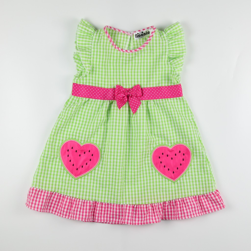 Noonie- Girls Dress (2-4Y)- Toddler Cotton Serrsucker Flutter Dress -Colorful Summer Dress