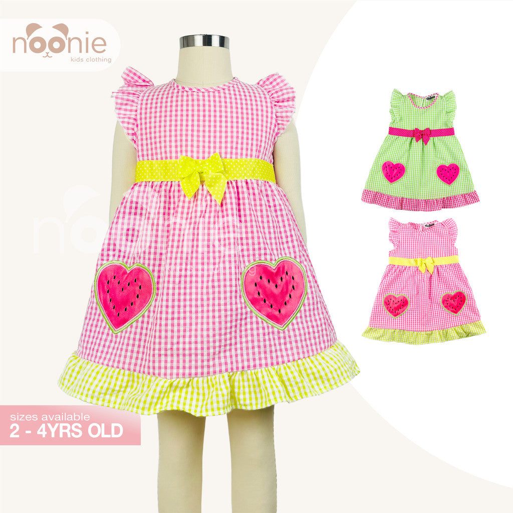Noonie- Girls Dress (2-4Y)- Toddler Cotton Serrsucker Flutter Dress -Colorful Summer Dress