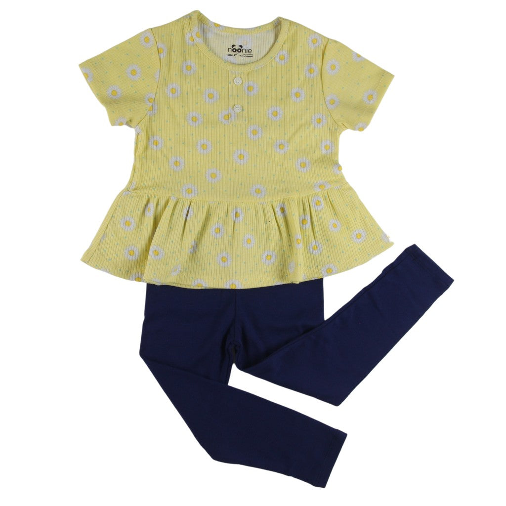Noonie - Girls Sets (2-16yo) - Cotton Peplum Blouse & Leggings - Terno Coords Outfit for Kids Girl
