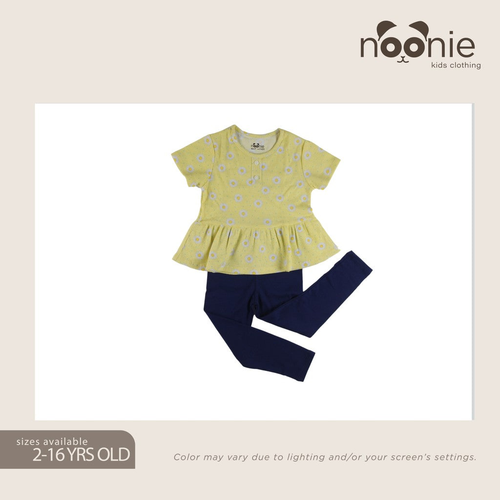 Noonie - Girls Sets (2-16yo) - Cotton Peplum Blouse & Leggings - Terno Coords Outfit for Kids Girl