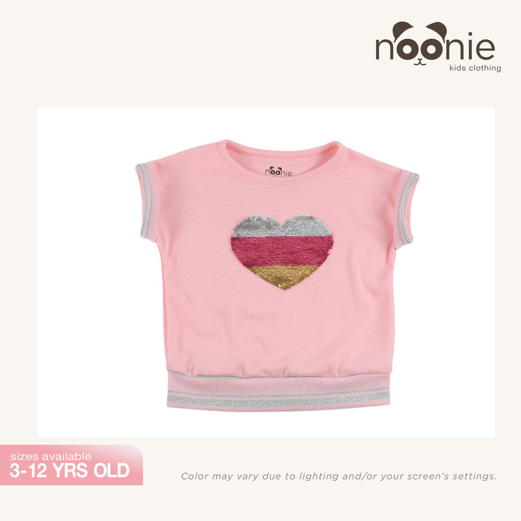 Noonie - Girls Top (3-12yo) - Cotton with stretch Short Sleeved Sweater Blouse with Applique