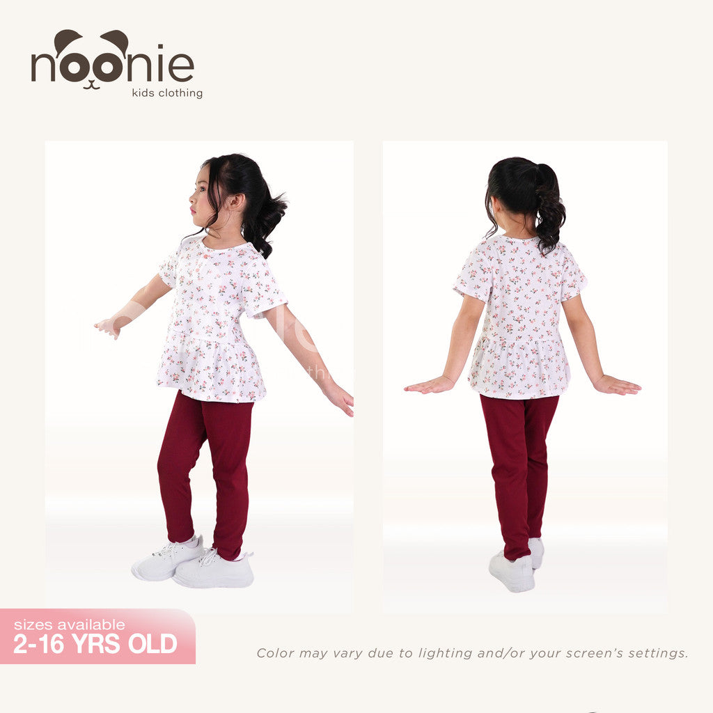 Noonie - Girls Sets (2-16yo) - Cotton Peplum Blouse & Leggings - Terno Coords Outfit for Kids Girl