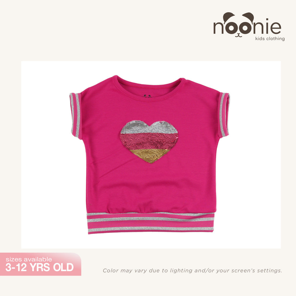 Noonie - Girls Top (3-12yo) - Cotton with stretch Short Sleeved Sweater Blouse with Applique