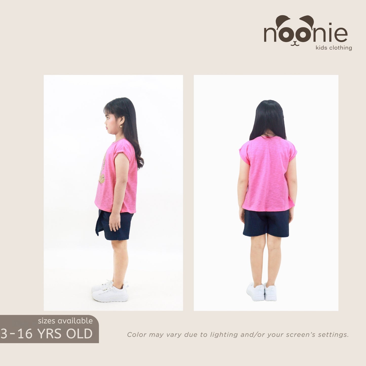 Noonie - Girls T-shirt (3-16 yo) - Dolman Sleeve Top- Cotton with Graphic DTF Print