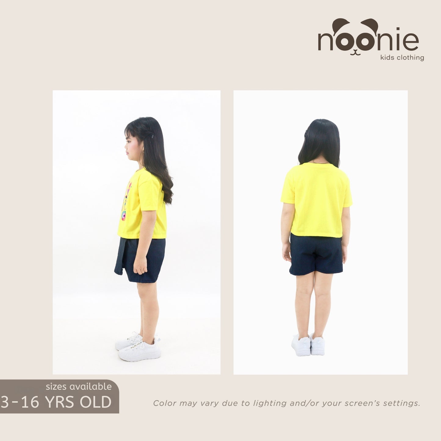 Noonie - Girls T-shirt (3-16 yo) - Cropped Top- Cotton with Graphic DTF Print