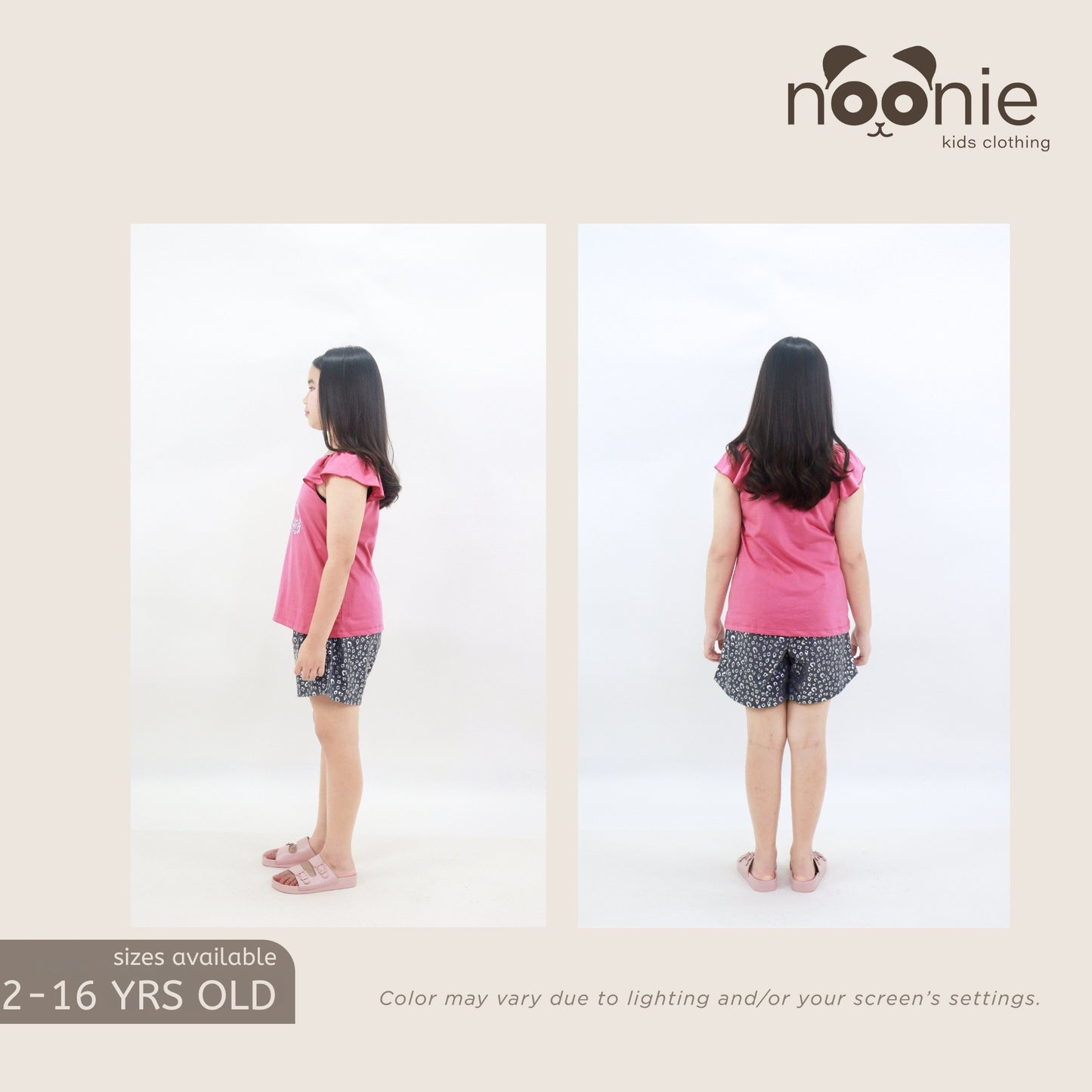 Noonie - Girls Terno - Cotton Flutter Sando and Shorts Set - Top with Graphic Print