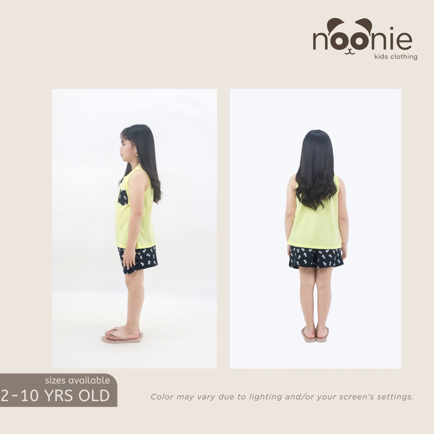 Noonie- Girls Terno (2-16Y) - Cotton Sando Tank & mini Shorts Set - Terno outfit for kids girls