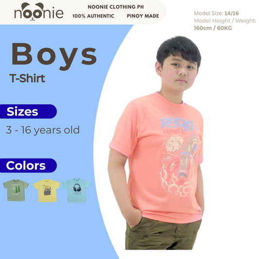 Noonie - BOYS T-shirt (3-16 yo) - T-Shirt Crew Round Neck- Cotton with Graphic DTF Print Tops