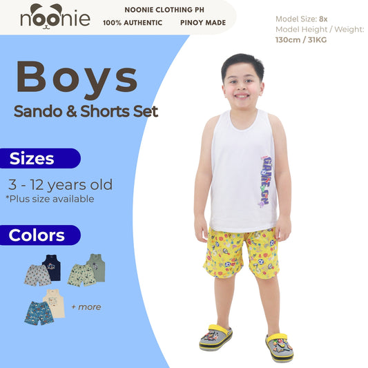 Noonie - Boys Terno (3-12yo)- Cotton Sando and Shorts Set Stretchable - Graphic with DTF print