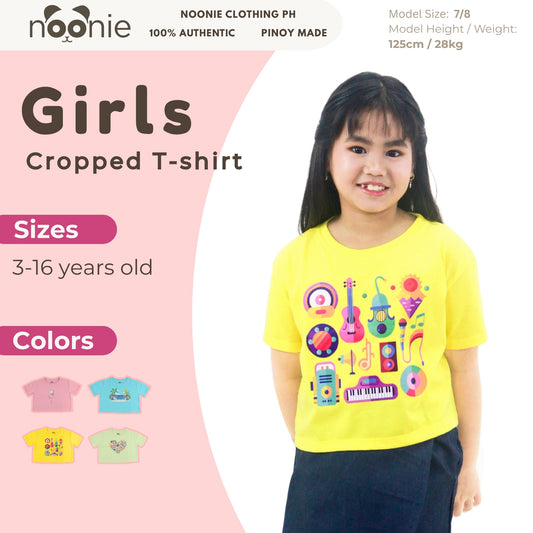 Noonie - Girls T-shirt (3-16 yo) - Cropped Top- Cotton with Graphic DTF Print
