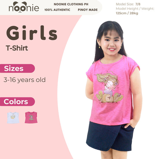 Noonie - Girls T-shirt (3-16 yo) - Dolman Sleeve Top- Cotton with Graphic DTF Print