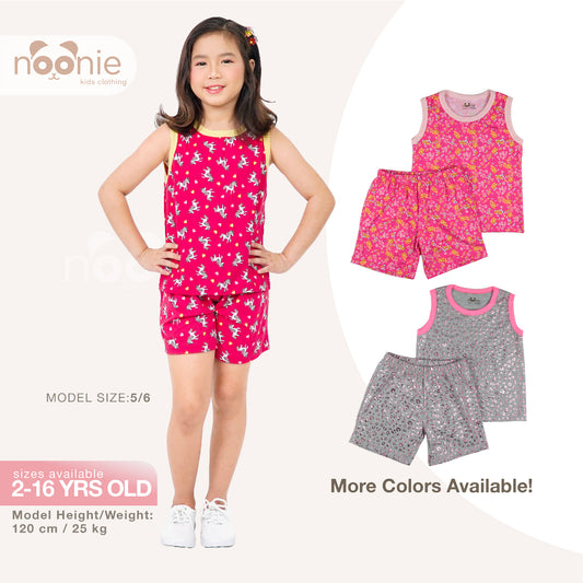 < Clearance >Noonie- Girls Terno (2-16Y) - Sando and Shorts Set Stretchable- Terno