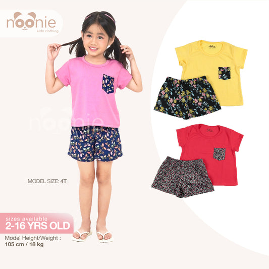 Noonie- Girls Terno (2-16Y) - Cotton Crop Top & short Shorts Set - Summer Terno outfit for kids girl