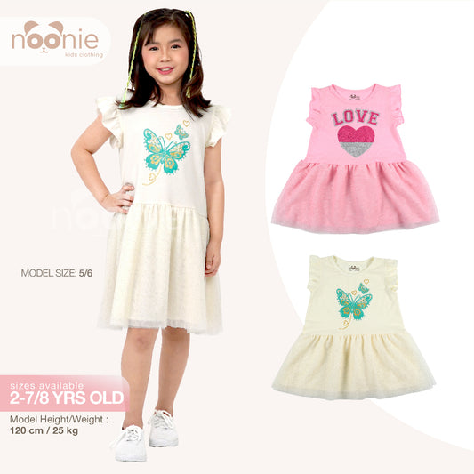 < Clearance >Noonie - Girls Tutu Dress (2-8Y) - Cotton Glittery Tulle - Outfit for Kids Girl