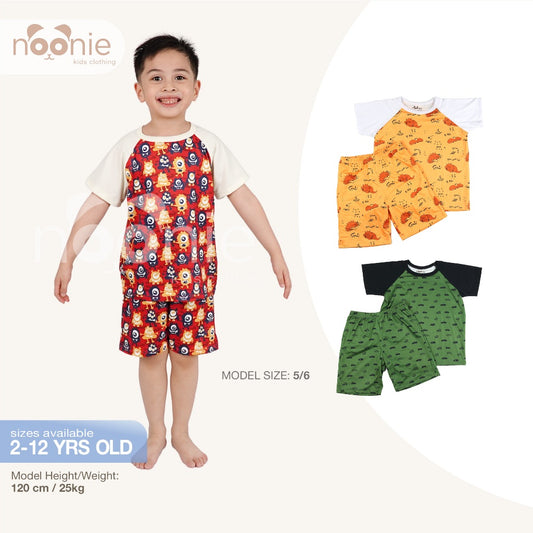 Noonie - Boys Terno (2-12Y)- Raglan Shirt & Shorts Kids Set - Terno for Kids Boy - Quality