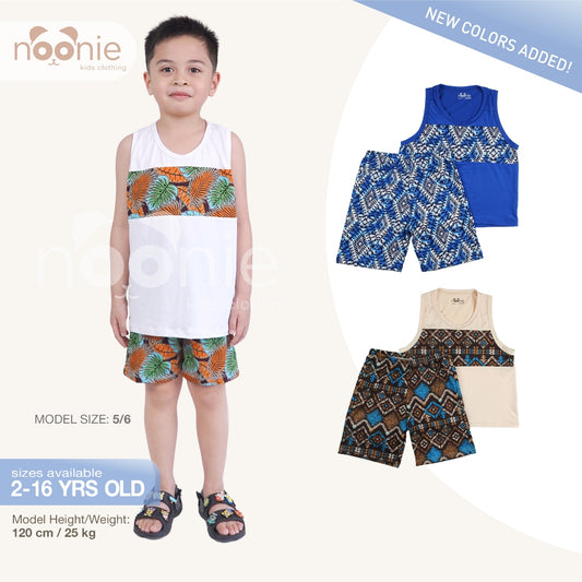 Noonie - Boys Terno (2-16Y)- Sando and Shorts Set Stretchable - Terno Sando for Kids Boys
