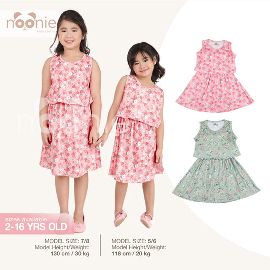 Noonie - Girls Overlap Dress (2-16Y) - Kids Outfit for Girls -  Sleeveless Midi Party - Stretchable