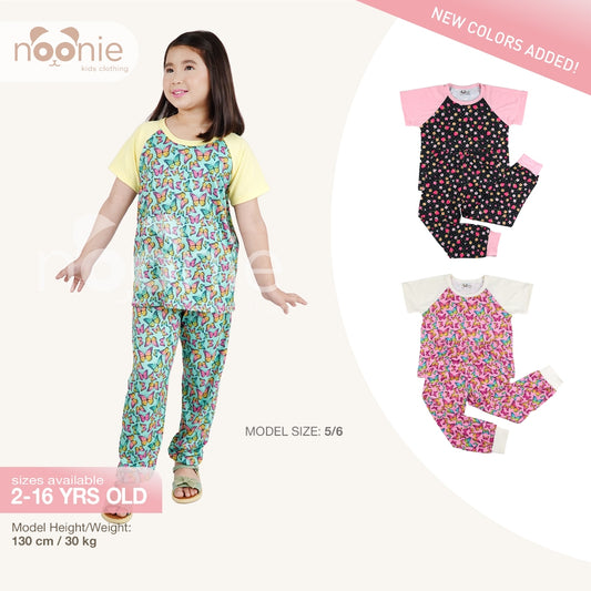 Noonie - Girls Terno (2-16Y) - Sleepwear Set for Kids Girls - Raglan Jogger Pajama - Stretchable