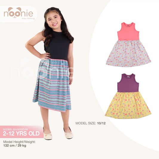 Noonie - Girls Combo Dress (2-12Y) - Kids Outfit for Girls - Sleeveless Colorful Party Stretchable