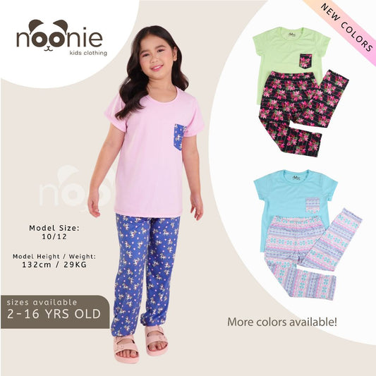 Noonie - Girls / Plus Terno (2-16Y) - Cotton T-shirt & Pajama Set - Sleepwear outfit for kids chubby
