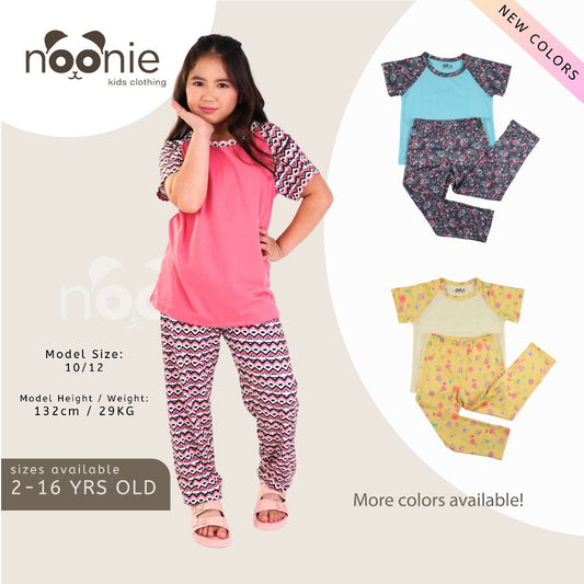 Noonie - Girls Terno (2-16Y) - Cotton Raglan & Pajama Set - Sleepwear Terno outfit for kids girls