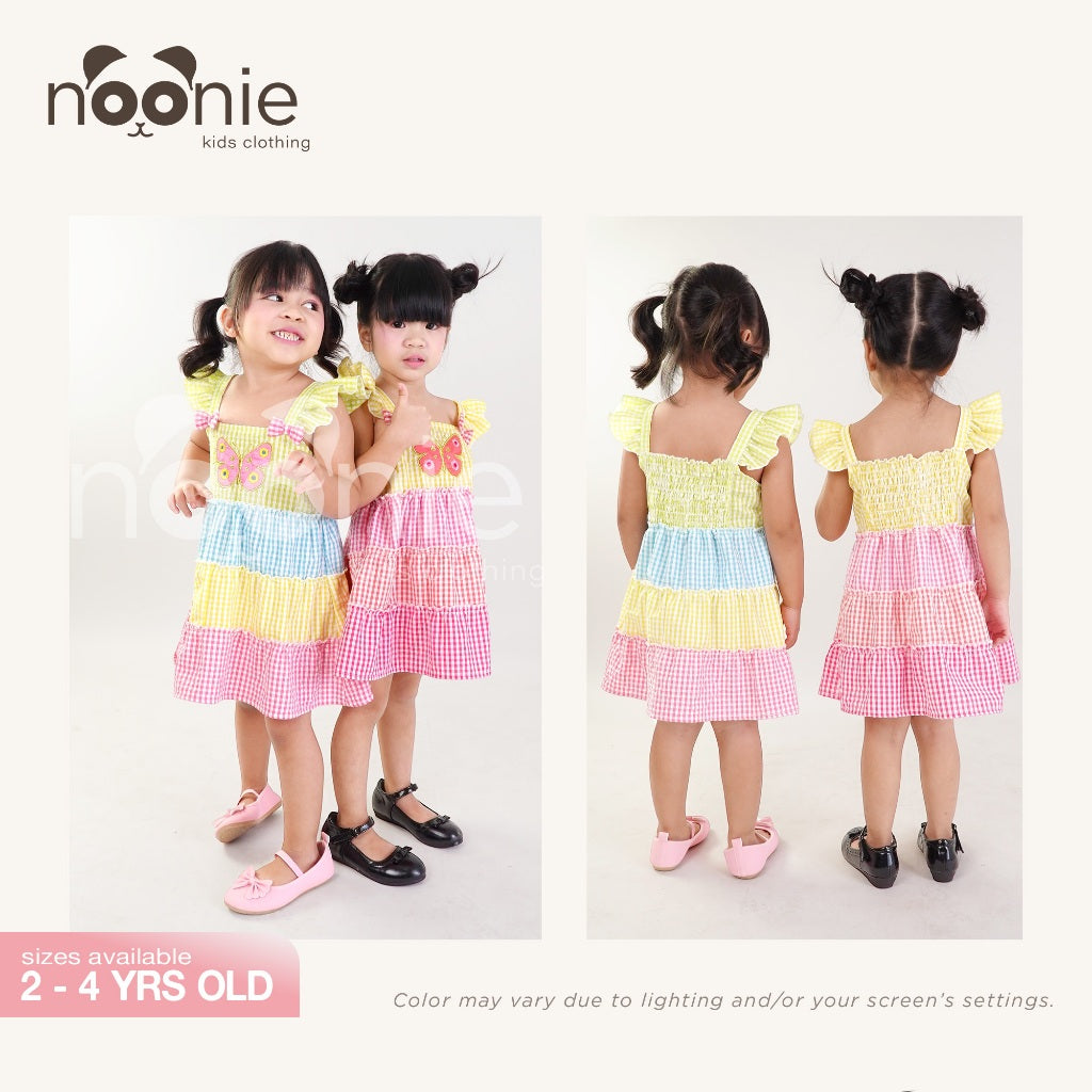 Noonie- Girls Dress (2-4Y)- Toddler Baby Doll Smocked Colorful Dress for kids - Above the Knee