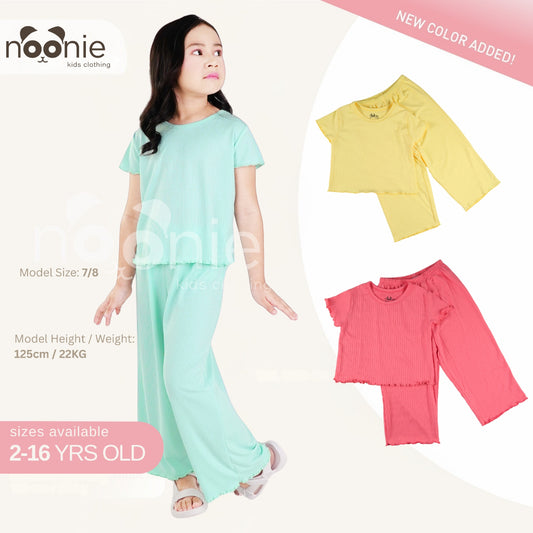 Noonie-Girls Terno - Cropped Top and Ankle Square Pants - Lettuce Hem Bitin Tokong