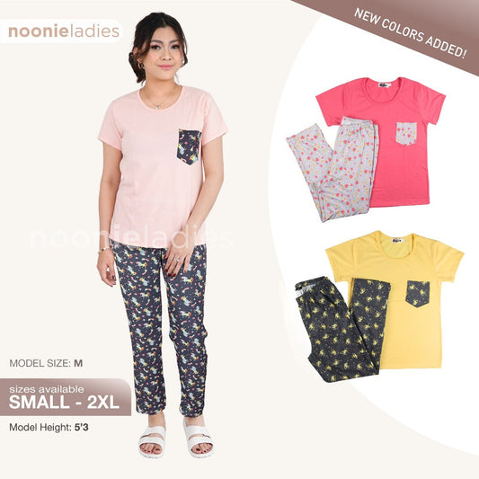Noonie - Ladies Terno (S-2XL) - Cotton T shirt & Pajama Set - Sleepwear for Women - Plus Size