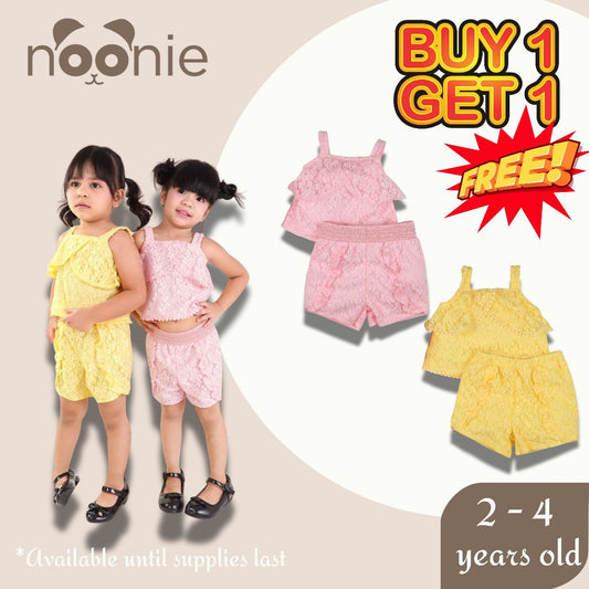 < Buy 1 Take 1 >Noonie - Girls Set (2-4Y) - Lace Terno Shorts Set Outfit for kids girls - w/ lining