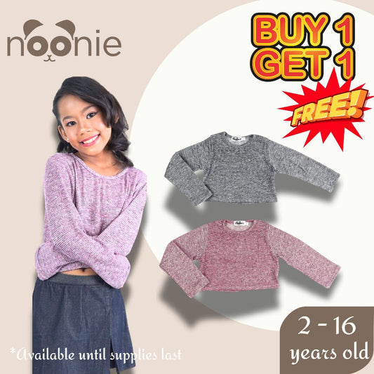 < Buy 1 Take 1 >Noonie - Girls Sweater (2-16Y)- Cropped Long Sleeves - Kids outfit for girls jacket