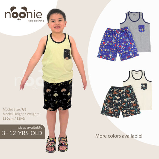 Noonie - Boys Terno (3-12yo)- Cotton Sando and Shorts Set Stretchable