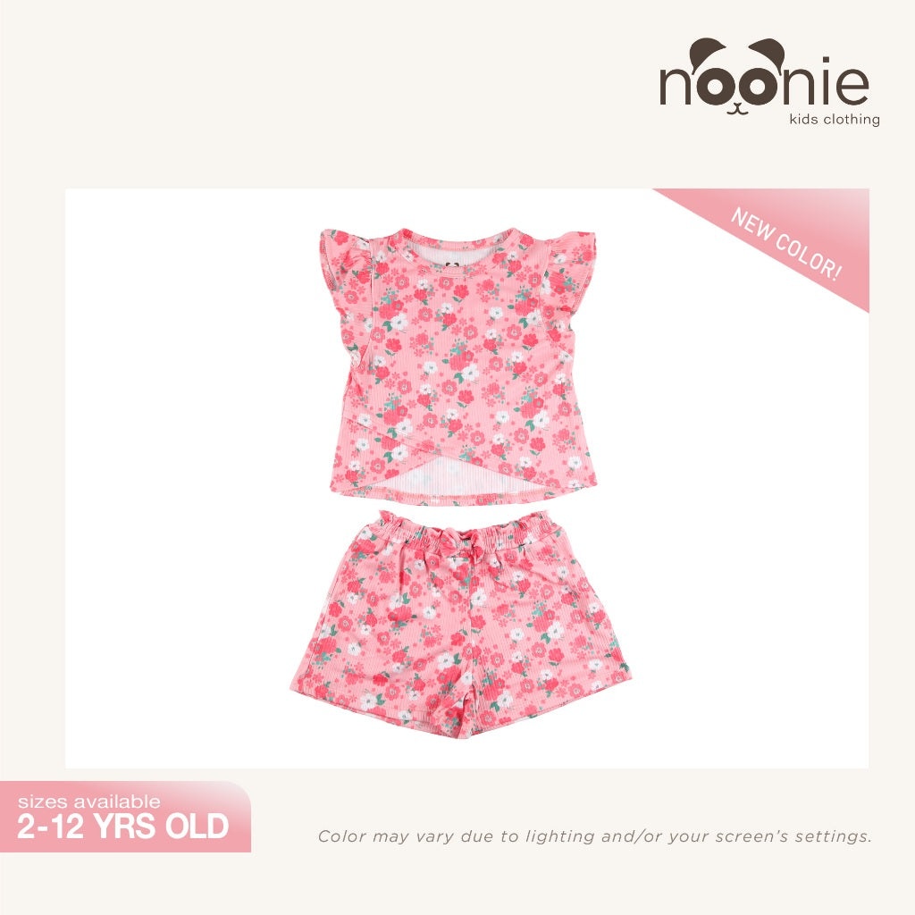 < Clearance >Noonie - Girls Set (2-16Y) - Crop Top Paperbag waist shorts Set