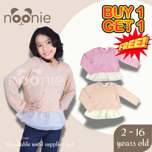 < Buy 1 Take 1 >Noonie- Girls Sweater (2-16Y) - Peplum Glittery w/ Pocket Tulle -Kids outfit jacket