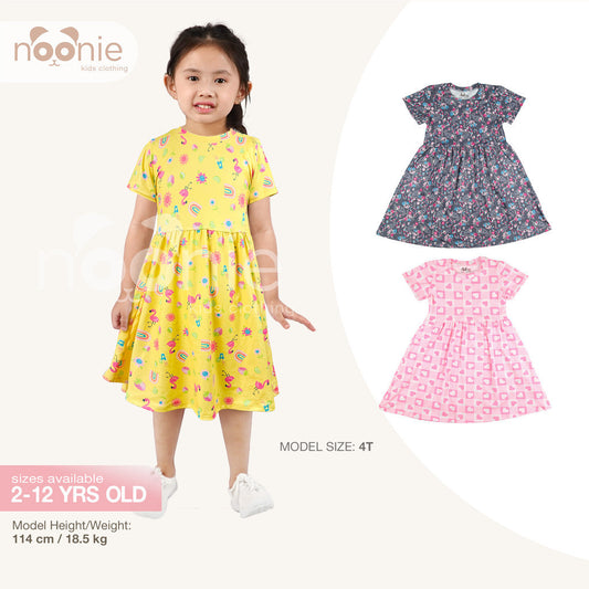 Noonie - Girls T-shirt Dress (2-12Y) - Kids Outfit for Girls - Midi Party Comfortable Stretchable